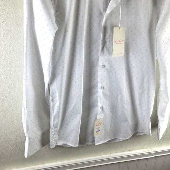 Men's Lucky Brand NWT White Dotted Long Sleeve Button Down Dress Shirt Med - Picture 10 of 12
